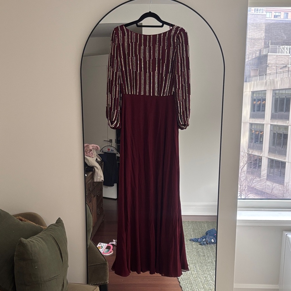 Chic Long Sleeve Burgundy Dress dvf silk new with tags
